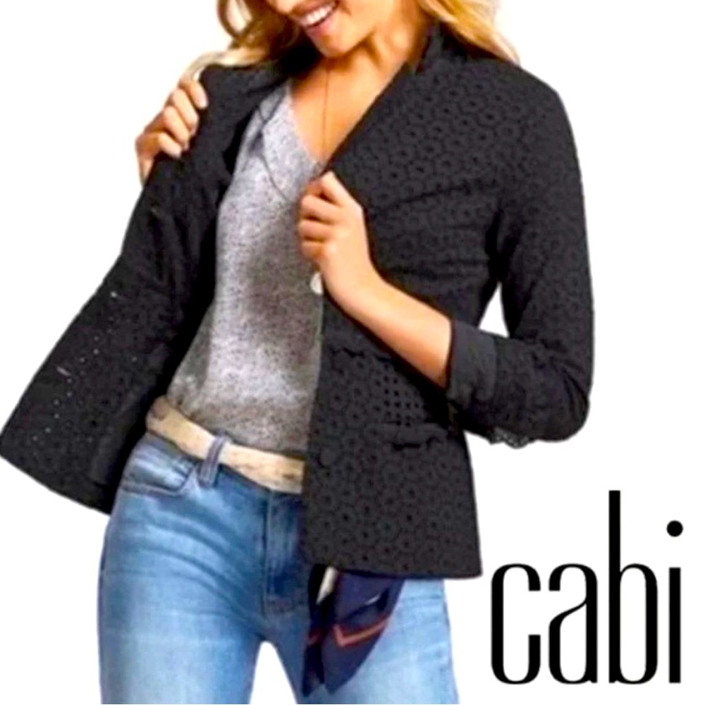 CAbi Black Eyelet Blazer